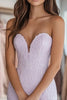 Load image into Gallery viewer, Lilac Lace Sheath Corset Strapless Long Prom Dress