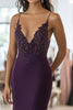 Load image into Gallery viewer, Dark Purple Sheath V-Neck Prom Dress with Lace