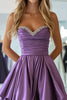 Load image into Gallery viewer, A Line Plum Strapless Taffeta Long Prom Dress with Beading