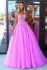 Load image into Gallery viewer, Fuchsia Corset Ball Gown V-Neck Long Prom Dress