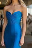 Load image into Gallery viewer, Elegant Royal Blue Satin Strapless Long Prom Dress