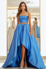 Load image into Gallery viewer, Separate Blue High-Low Satin Long Prom Dress