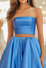 Load image into Gallery viewer, Separate Blue High-Low Satin Long Prom Dress