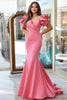 Load image into Gallery viewer, Pink Satin Mermaid Ruffled Long Prom Dress