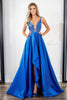 Load image into Gallery viewer, Royal Blue A Line High-Low Prom Dress with Lace Appliques