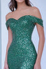 Load image into Gallery viewer, Sparkly Green Sequin Off the Shoulder Long Prom Dress