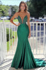 Load image into Gallery viewer, Beaded Green Corset Strapless Mermaid Long Prom Dress