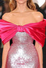 Load image into Gallery viewer, Fuchsia Sequins Sheath Off the Shoulder Red Carpet Dress with Bow