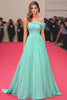 Load image into Gallery viewer, Mint One Shoulder Chiffon A Line Pleated Red Carpet Dress