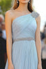 Load image into Gallery viewer, Sky Blue One Shoulder Chiffon Beaded A Line Red Carpet Dress