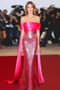 Load image into Gallery viewer, Fuchsia Off the Shoulder Sheath Sequins Red Carpet Dress with Cape