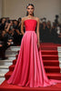 Load image into Gallery viewer, Red Pink Strapless Satin A Line Long Formal Dress