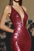 Load image into Gallery viewer, Sparkly Red Sequin Mermaid Long Formal Dress