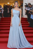 Load image into Gallery viewer, Sky Blue One Shoulder A Line Long Formal Dress