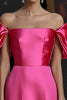 Load image into Gallery viewer, Elegant Fuchsia Satin Cold Shoulder Long Formal Dress