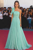 Load image into Gallery viewer, One Shoulder Mint A Line Ruched Long Formal Dress