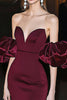 Load image into Gallery viewer, Burgundy Mermaid Strapless Long Gala Dress with Puff Sleeves