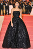 Load image into Gallery viewer, Black Strapless Ball Gown Long Gala Dress with Polka Dots