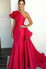 Load image into Gallery viewer, Watermelon One Shoulder Ruffled Sheath Gala Dress with Cape