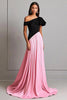 Load image into Gallery viewer, Black Pink A Line Pleated One Shoulder Long Gala Dress