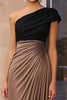 Load image into Gallery viewer, Black Brown Sheath One Shoulder Floor Length Gala Dress