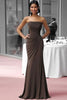 Load image into Gallery viewer, Coffee Strapless Sheath Ruched Floor Length Gala Dress