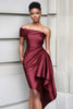 Load image into Gallery viewer, Bodycon Burgundy One Shoulder Satin Short Gala Dress