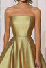 Load image into Gallery viewer, Metallic Gold Satin Strapless Ball Gown Long Gala Dress