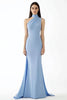 Load image into Gallery viewer, Light Blue Halter Sheath Crepe Long Gala Dress