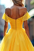 Load image into Gallery viewer, Yellow A Line Tulle Off the Shoulder Long Prom Dress