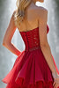 Load image into Gallery viewer, Sparkly Sweetheart Red A Line Tiered Long Prom Dress with Beading