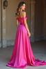 Load image into Gallery viewer, Fuchsia A Line Off the Shoulder Long Satin Prom Dress