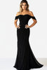 Load image into Gallery viewer, Black Mermaid Off the Shoulder Chiffon Prom Dress