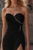 Load image into Gallery viewer, Black Sheath Sweetheart Chiffon Prom Dress with Slit