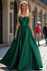 Load image into Gallery viewer, Dark Green Sweetheart A Line Long Satin Prom Dress