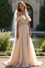 Load image into Gallery viewer, Sparkly Champagne Off The Shoulder Long Chiffon Bridesmaid Dress