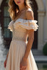 Load image into Gallery viewer, Sparkly Champagne Off The Shoulder Long Chiffon Bridesmaid Dress