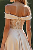 Load image into Gallery viewer, Champagne A Line Long Satin Bridesmaid Dress