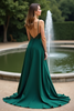 Load image into Gallery viewer, Dark Green A Line V-Neck Long Bridesmaid Dress with Beading