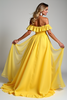 Load image into Gallery viewer, Yellow A Line Off the Shoulder Chiffon Bridesmaid Dress with Ruffles