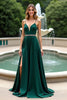 Load image into Gallery viewer, Dark Green Spagehtti Straps A Line Long Bridesmaid Dress