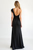 Load image into Gallery viewer, Modest Black Sheath One Shoulder Long Prom Dress with Slit