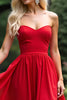 Load image into Gallery viewer, Red Strapless A Line Long Chiffon Prom Dress