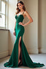 Load image into Gallery viewer, Dark Green Corset Mermaid Long Prom Dress with Lace Appliques