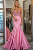 Load image into Gallery viewer, Sparkly Pink Satin Strapless Mermaid Long Beaded Prom Dress