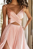 Load image into Gallery viewer, Pleated Pink Cur-Out Pleated Long Prom Dress with Slit