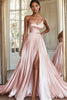 Load image into Gallery viewer, Pink A Line Long Pleated Prom Dress with Slit