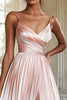 Load image into Gallery viewer, Pink A Line Long Pleated Prom Dress with Slit