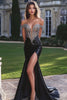 Load image into Gallery viewer, Sparkly Black Beaded Sequins Long Corset Prom Dress with Slit