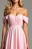 Load image into Gallery viewer, Pink A Line Off the Shoulder Maxi Long Bridesmaid Dress